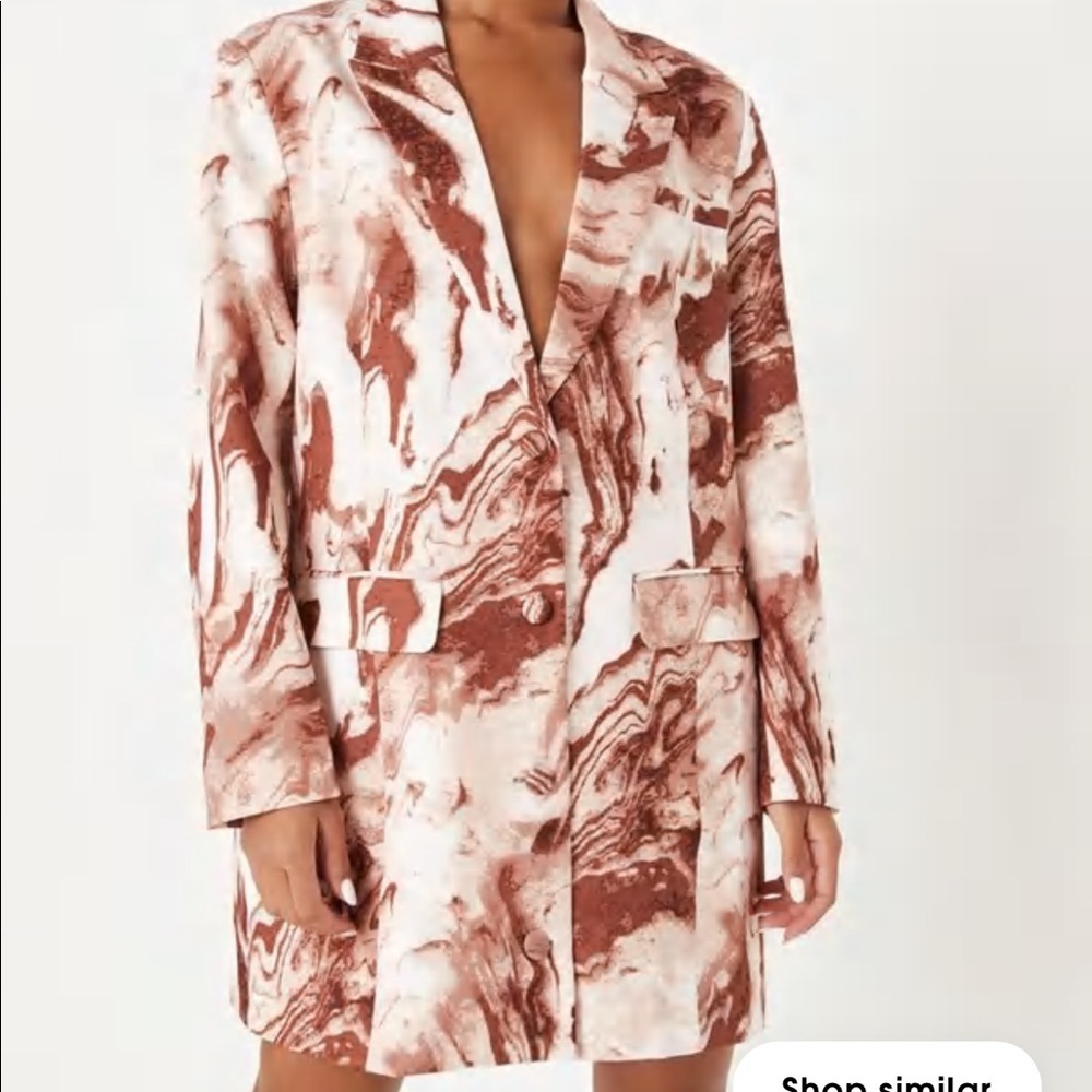 Brown and white blazer dress